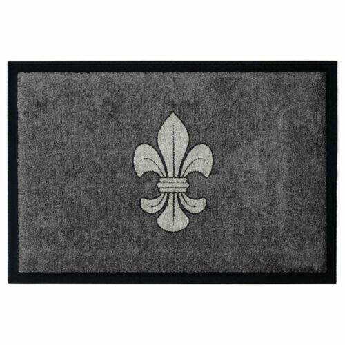 Fußmatte mit einer Lilie in Grautönen