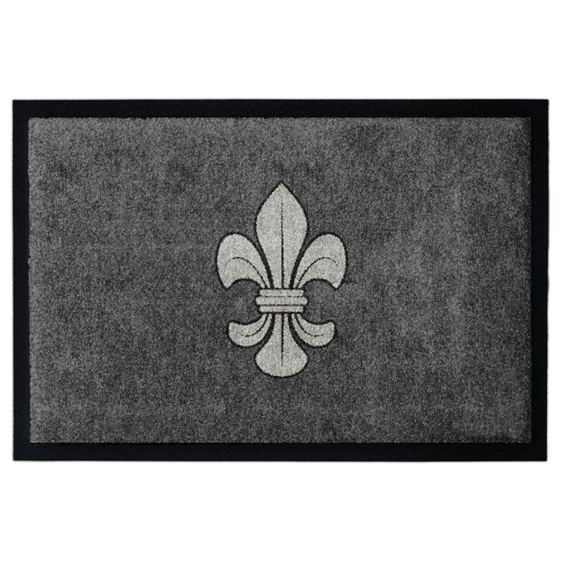Fußmatte mit einer Lilie in Grautönen
