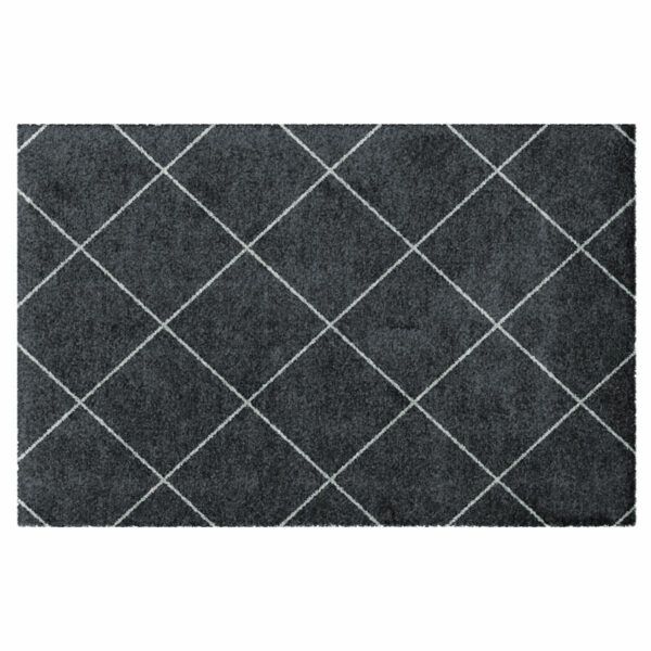 Waschbare Fußmatte von Glücksmatte.com mit elegantem Rauten-Muster. Ohne Rand. Umweltfreundlich in Deutschland hergestellt.