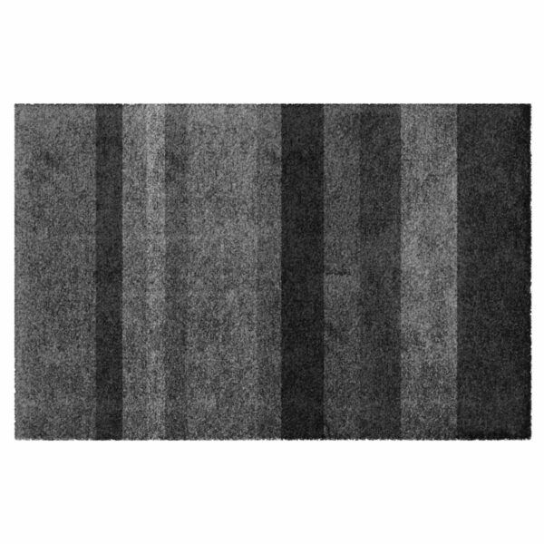 Waschbare Design-Fußmatte mit elegantem Muster mit grauen Streifen. Ohne Rand in Farbe Grau.