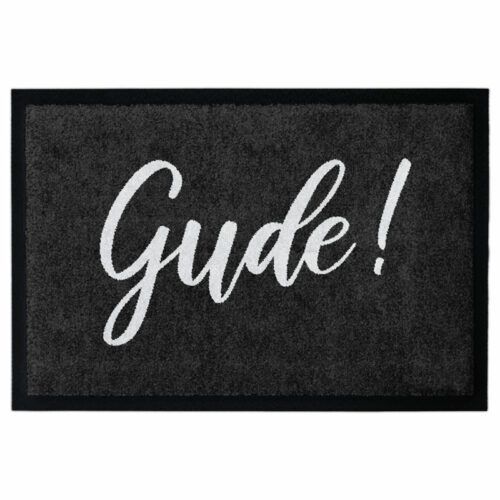 Waschbare Fußmatte Gude in Schwarz. Mit Rand. Umweltfreundlich in Deutschland hergestellt.
