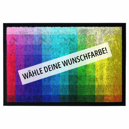 Fußmatte in 100 Wunschfarben selber gestalten. Vorschaubild mit Quadraten in Regenbogenfarben.