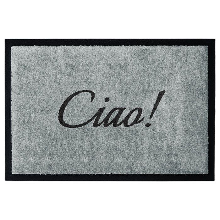 Glücksmatte_Fußmatte_Topview_Ciao_DunkelgrauAufGrau2