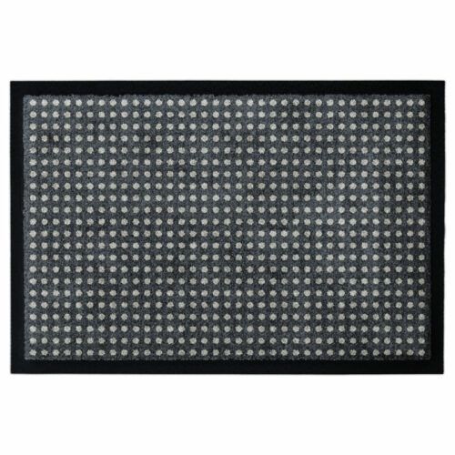 Schwarze Fußmatte mit vielen kleinen weißen Punkten