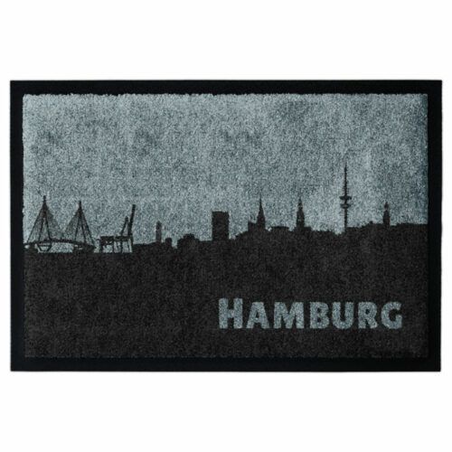 Waschbare Design-Fußmatte mit der Skyline von Hamburg