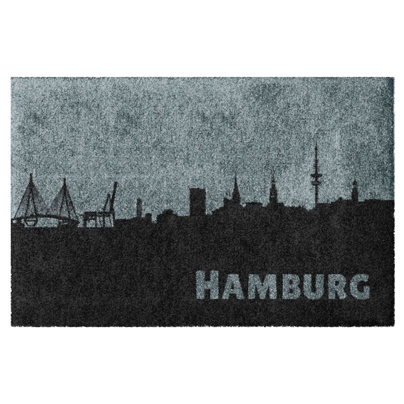 Waschbare Design-Fußmatte mit der Skyline von Hamburg