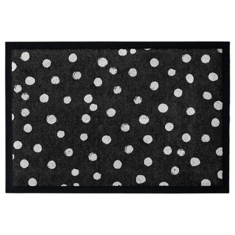 Fußmatte Schwarz mit weißen Punkten