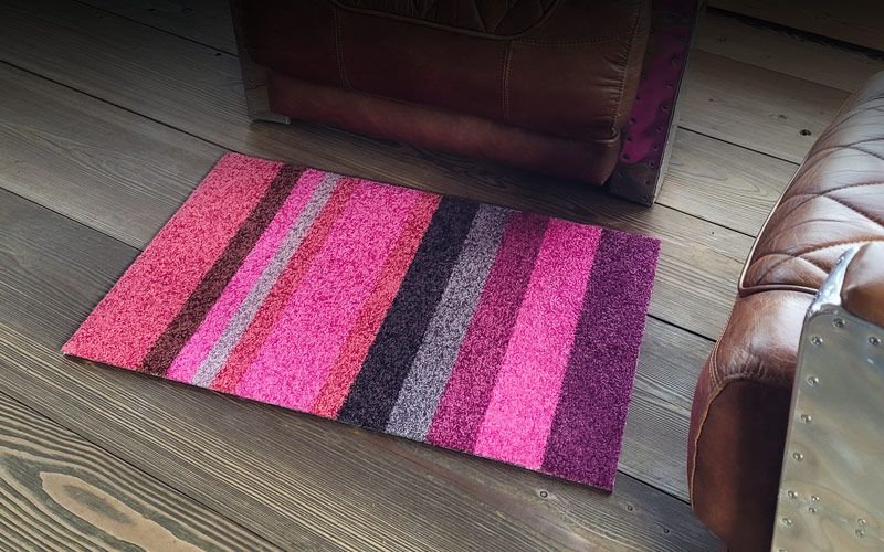 Glücksmatte waschbare Fußmatte mit rosa und roten Streifen