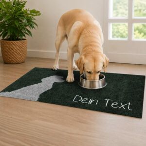 Waschbare Hunde-Matte mit Pudel-Silhouette. Beispielbild mit Farbevariante in Schwarz