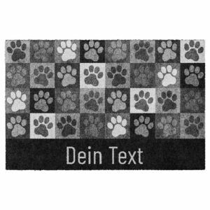 waschbare Hundematte mit grauer Collage aus Pfoten.