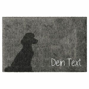Waschbare Hunde-Matte mit Pudel-Silhouette. Produktbild der Farbvariante in Grau