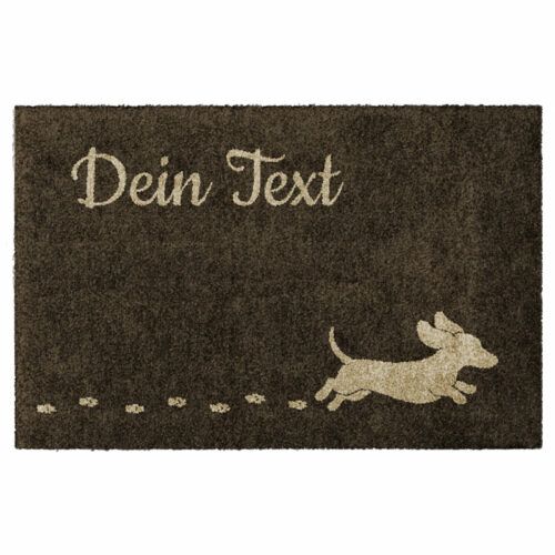 Waschbare Hundematte mit rennendem Hund. Farbe Braun