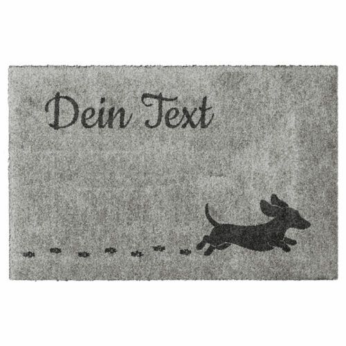 Waschbare Hundematte mit rennendem Hund. Farbe Greige