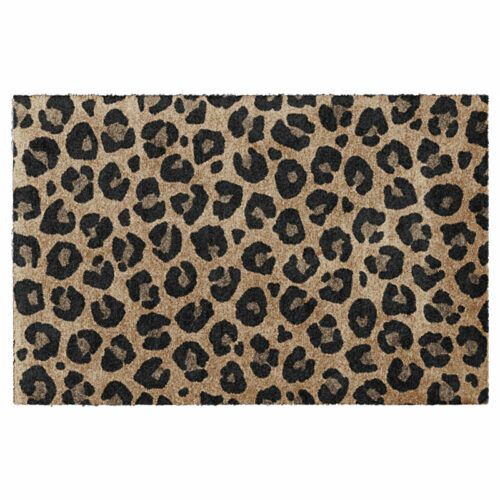 waschbare Fußmatte mit braunem Leoparden-Muster ohne Gummirand.