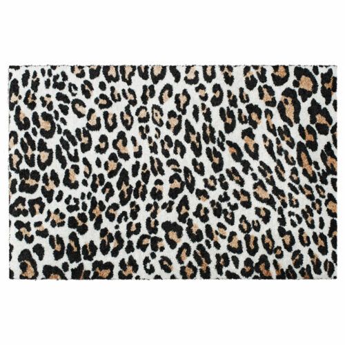Waschbare Fußmatte mit buntem Leopardenfell-Muster und Anti-Rutsch-Unterseite. Ohne Gummirand.