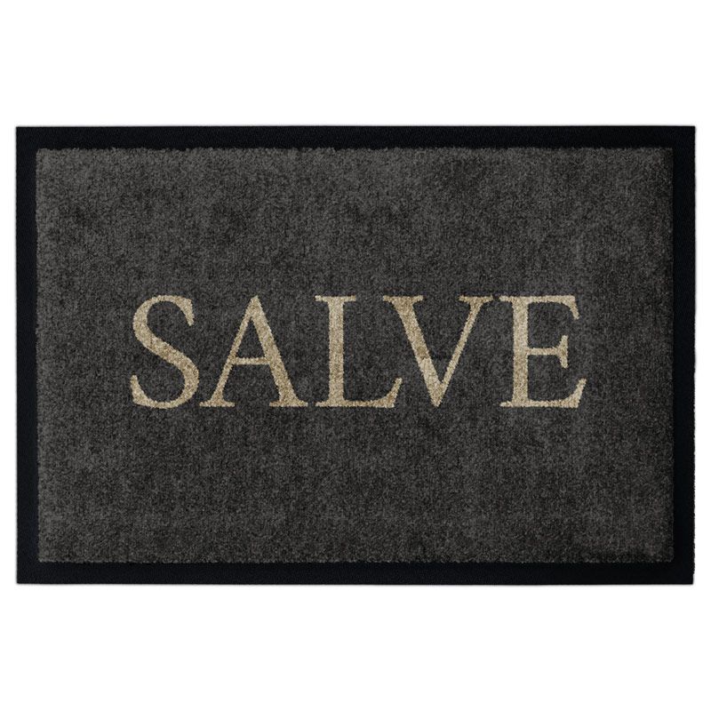 Waschbare Dunkelgraue Fußmatte mit der Aufschrift "SALVE"